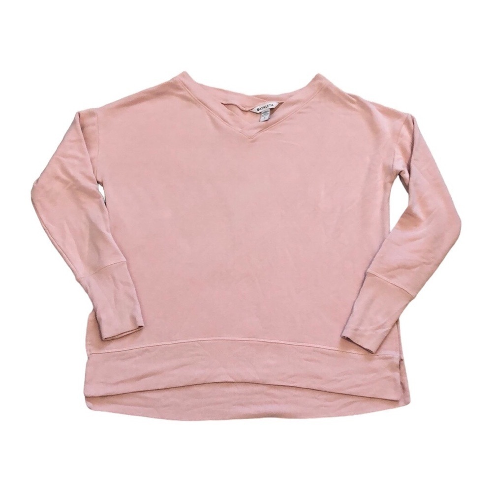 Athleta Womens Sweatshirt Sz M Pink Pullover Oversized Modal Cozy Loungewear